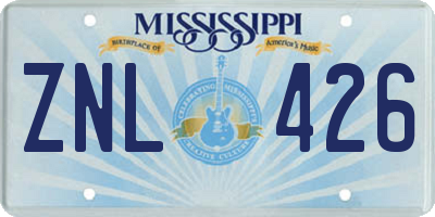 MS license plate ZNL426