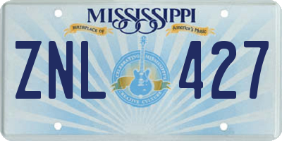MS license plate ZNL427