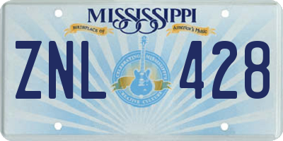 MS license plate ZNL428