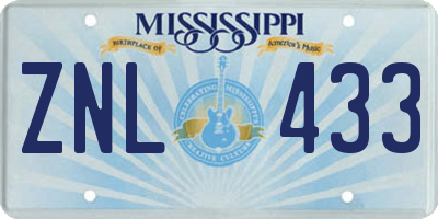 MS license plate ZNL433
