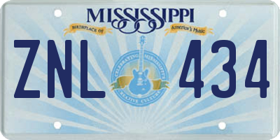 MS license plate ZNL434