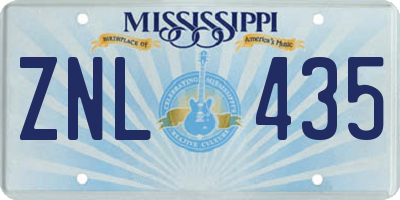 MS license plate ZNL435