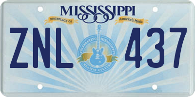 MS license plate ZNL437