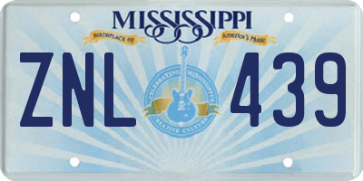 MS license plate ZNL439
