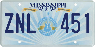 MS license plate ZNL451