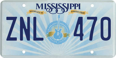 MS license plate ZNL470
