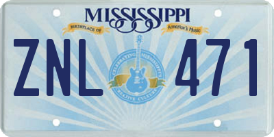 MS license plate ZNL471