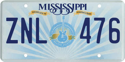 MS license plate ZNL476