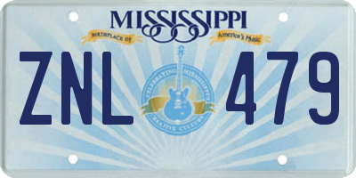 MS license plate ZNL479