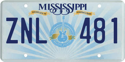 MS license plate ZNL481
