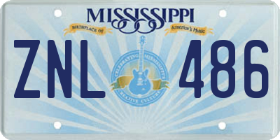 MS license plate ZNL486
