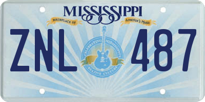MS license plate ZNL487
