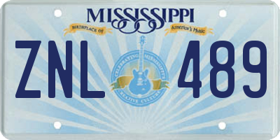 MS license plate ZNL489