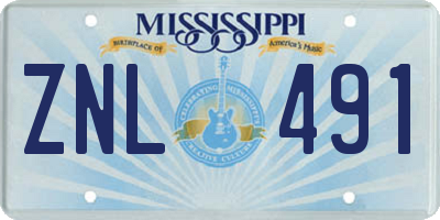 MS license plate ZNL491