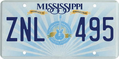 MS license plate ZNL495