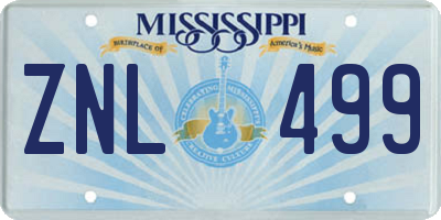 MS license plate ZNL499