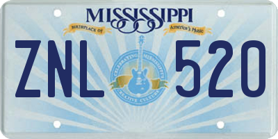 MS license plate ZNL520