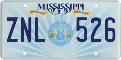 MS license plate ZNL526