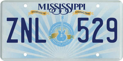 MS license plate ZNL529