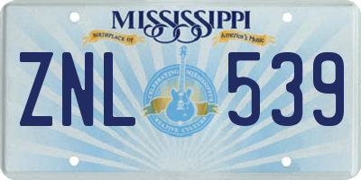 MS license plate ZNL539