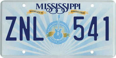 MS license plate ZNL541