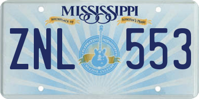 MS license plate ZNL553