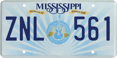 MS license plate ZNL561