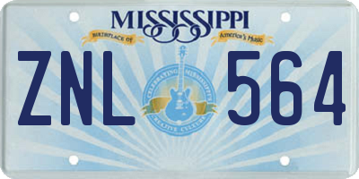 MS license plate ZNL564