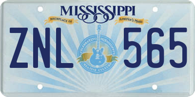 MS license plate ZNL565