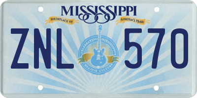 MS license plate ZNL570