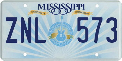 MS license plate ZNL573