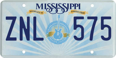 MS license plate ZNL575