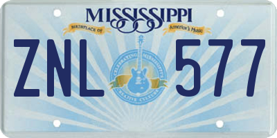 MS license plate ZNL577