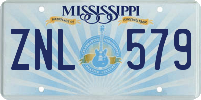 MS license plate ZNL579