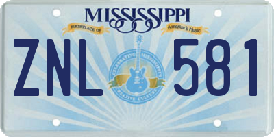 MS license plate ZNL581
