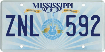 MS license plate ZNL592