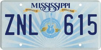 MS license plate ZNL615