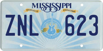 MS license plate ZNL623