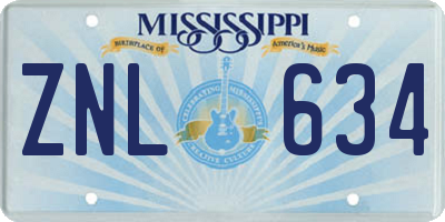 MS license plate ZNL634