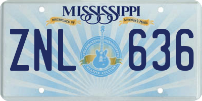 MS license plate ZNL636