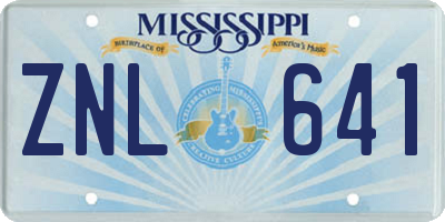 MS license plate ZNL641