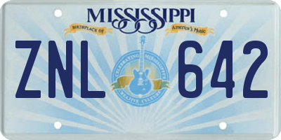 MS license plate ZNL642