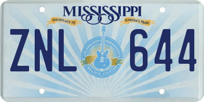 MS license plate ZNL644