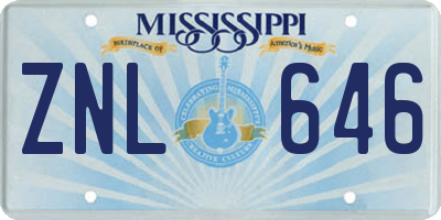 MS license plate ZNL646