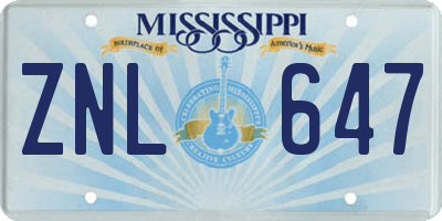 MS license plate ZNL647