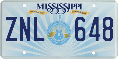 MS license plate ZNL648