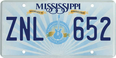MS license plate ZNL652