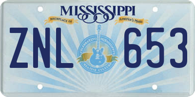 MS license plate ZNL653