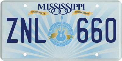 MS license plate ZNL660