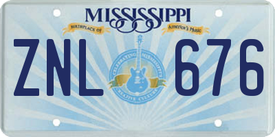MS license plate ZNL676